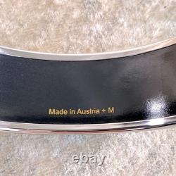 Vintage Hermes Bangle Bracelet Light Blue Enamel Horse Silver Rim Size 65 withBox