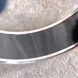 Vintage Hermes Bangle Bracelet Light Blue Enamel Horse Silver Rim Size 65 withBox