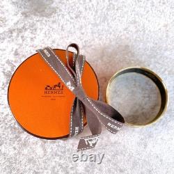 Vintage Hermes Bangle Bracelet Navy Enamel Horse Paddock Gold Rim 65 withCase