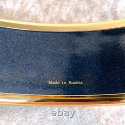 Vintage Hermes Bangle Bracelet Navy Enamel Horse Paddock Gold Rim 65 withCase