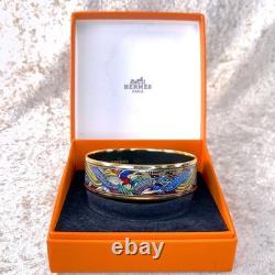 Vintage Hermes Bangle Bracelet Red Green Blue Enamel Ladies Gold Finish 65 withBox