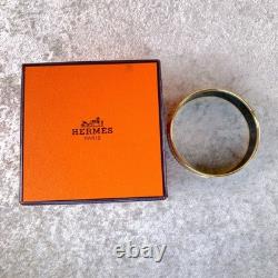 Vintage Hermes Bangle Bracelet Red Green Blue Enamel Ladies Gold Finish 65 withBox