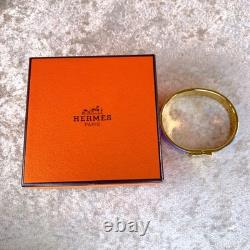 Vintage Hermes Clic Clac Bangle Bracelet Blue Enamel Stars Moon Gold GM withBox