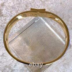 Vintage Hermes Clic Clac Bangle Bracelet Blue Enamel Stars Moon Gold GM withBox