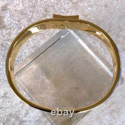 Vintage Hermes Clic Clac Bangle Bracelet Blue Enamel Stars Moon Gold GM withBox