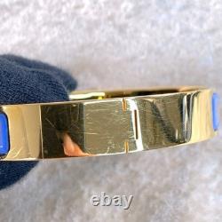 Vintage Hermes Clic Clac Bangle Bracelet Blue Enamel Stars Moon Gold GM withBox