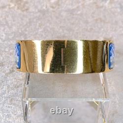 Vintage Hermes Clic Clac Bangle Bracelet Safari Lion Enamel Gold Size GM withBox
