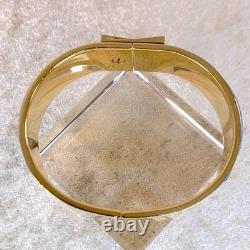 Vintage Hermes Clic Clac Bangle Bracelet Safari Lion Enamel Gold Size GM withBox
