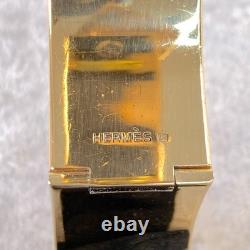 Vintage Hermes Clic Clac Bangle Bracelet Safari Lion Enamel Gold Size GM withBox