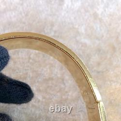 Vintage Hermes Clic Clac Bangle Bracelet Safari Lion Enamel Gold Size GM withBox
