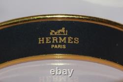 Vintage Hermes Emaile Tiger Tora Bangle Bracelet Blue Enamel with Box RARE