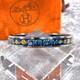Vintage Hermes Enamel Bangle Bracelet Black Blue Fish Silver Rim Size 65 /pouch
