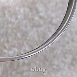 Vintage Hermes Enamel Bangle Bracelet Black Blue Fish Silver Rim Size 65 /Pouch