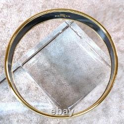 Vintage Hermes Enamel Bangle Bracelet Blue Black Enamel Gold Rim Size 70 withCase