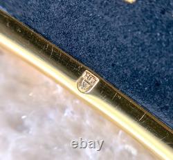 Vintage Hermes Enamel Bangle Bracelet Blue Black Enamel Gold Rim Size 70 withCase