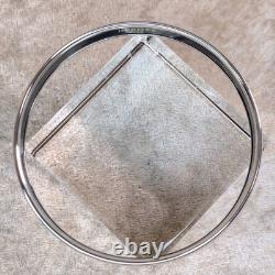 Vintage Hermes Enamel Bangle Bracelet Blue Enamel Dolphin Silver Rim 65 withBox