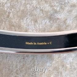 Vintage Hermes Enamel Bangle Bracelet Blue Enamel Dolphin Silver Rim 65 withBox