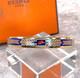 Vintage Hermes Enamel Bangle Bracelet Blue Enamel Gold Rim Size 70 With Box