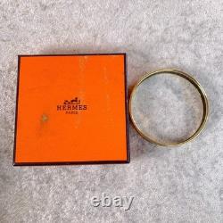 Vintage Hermes Enamel Bangle Bracelet Blue Enamel Gold Rim Size 70 with Box