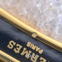 Vintage Hermes Enamel Bangle Bracelet Blue Enamel Gold Rim Size 70 with Box