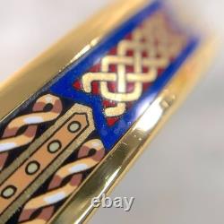Vintage Hermes Enamel Bangle Bracelet Blue Enamel Gold Rim Size 70 with Box