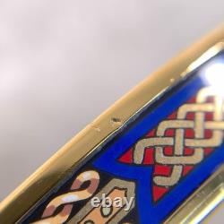 Vintage Hermes Enamel Bangle Bracelet Blue Enamel Gold Rim Size 70 with Box