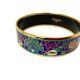 Vintage Hermes Enamel Bangle Bracelet Blue Enamel Horse Gold Rim Size 70