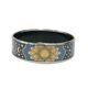 Vintage Hermes Enamel Bangle Bracelet Blue Enamel Horse Gold Rim Size 70