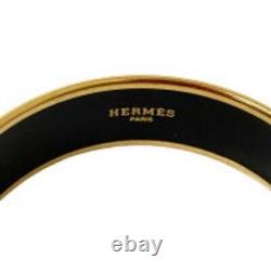 Vintage Hermes Enamel Bangle Bracelet Blue Enamel Horse Gold Rim Size 70