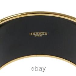 Vintage Hermes Enamel Bangle Bracelet Blue Enamel Horse Gold Rim Size 70