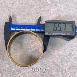 Vintage Hermes Enamel Bangle Bracelet Blue Enamel Pouch Motif Gold Rim 65