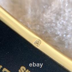 Vintage Hermes Enamel Bangle Bracelet Blue Enamel Seahorse Gold Rim 65 withBox