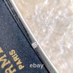 Vintage Hermes Enamel Bangle Bracelet Blue Enamel Silver Rim Size 65