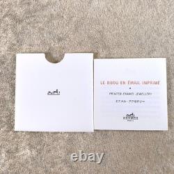 Vintage Hermes Enamel Bangle Bracelet Blue Grey Enamel Sun Silver Rim 65 withBox