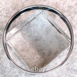 Vintage Hermes Enamel Bangle Bracelet Blue Grey Enamel Sun Silver Rim 65 withBox