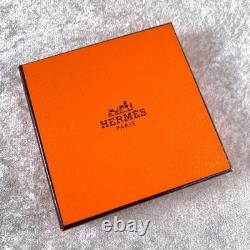 Vintage Hermes Enamel Bangle Bracelet Blue Grey Enamel Sun Silver Rim 65 withBox