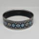 Vintage Hermes Enamel Bangle Bracelet Blue Grey Enamel With Flower Design No Box