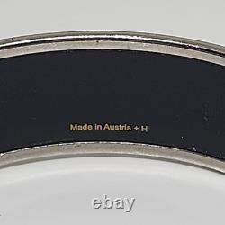 Vintage Hermes Enamel Bangle Bracelet Blue Grey Enamel with flower design No Box