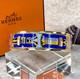 Vintage Hermes Enamel Bangle Bracelet Blue Purple Enamel Gold Rim Size 70 With Box