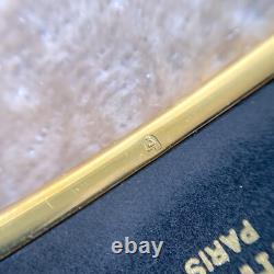 Vintage Hermes Enamel Bangle Bracelet Blue Purple Enamel Gold Rim Size 70 with Box