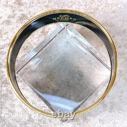 Vintage Hermes Enamel Bangle Bracelet Light Blue Enamel Tassel Gold Rim Size 65