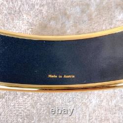 Vintage Hermes Enamel Bangle Bracelet Light Blue Enamel Tassel Gold Rim Size 65