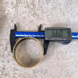 Vintage Hermes Enamel Bangle Bracelet Light Blue Enamel Tassel Gold Rim Size 65