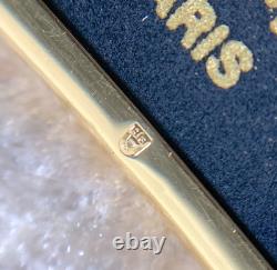 Vintage Hermes Enamel Bangle Bracelet Light Blue Enamel Tassel Gold Rim Size 65