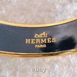 Vintage Hermes Enamel Bangle Bracelet Red Enamel Gold Finish Size 65 withBox