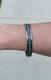 Vintage Hermes Large 65mm Blue Flower Thin Silver Band Bangle/bracelet