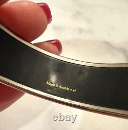 Vintage Hermes Palladium Plated Blue Enamel Chaine d'Ancre Bangle Bracelet