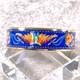 Vintage Hermes Paris Bangle Bracelet Blue Enamel Brazil Feathers Gold Rim 65