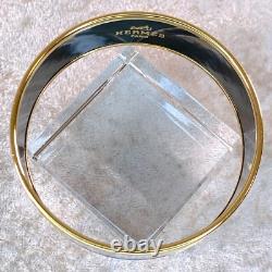 Vintage Hermes Paris Bangle Bracelet Blue Enamel Drums Gold Rim 70 with Box