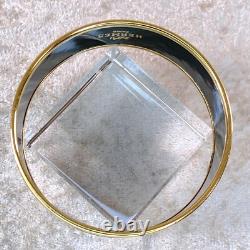 Vintage Hermes Paris Bangle Bracelet Blue Enamel Drums Gold Rim 70 with Box